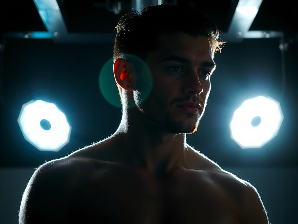 Training silhouette with dramatic lighting